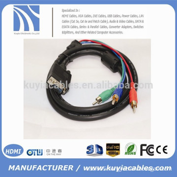 high quality 1.5M VGA TO 3RCA AV AUDIO MALE TO MALE CABLE FOR PC TV